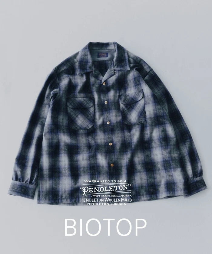 PENDLETON for BIOTOP / OPEN COLLAR SHIRT