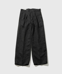 cantate 26AW Washed Linen Denim Tuck Trousers