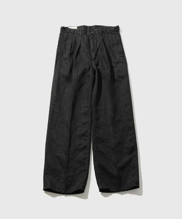 cantate 26AW Washed Linen Denim Tuck Trousers