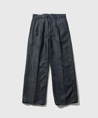 cantate 26AW Washed Linen Denim Tuck Trousers