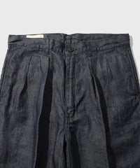 cantate 26AW Washed Linen Denim Tuck Trousers