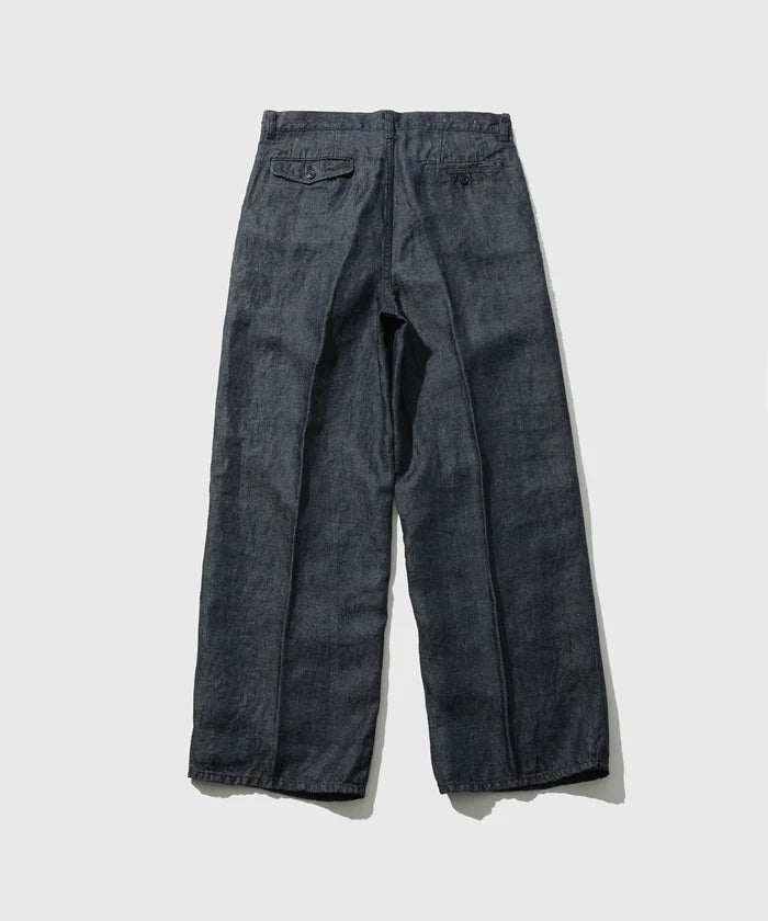 cantate 26AW Washed Linen Denim Tuck Trousers
