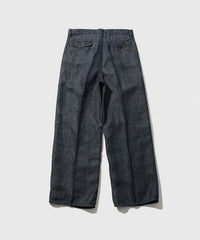 cantate 26AW Washed Linen Denim Tuck Trousers