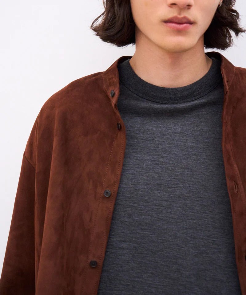 ATON 26AW LAMB SUEDE | BAND COLLAR SHIRT