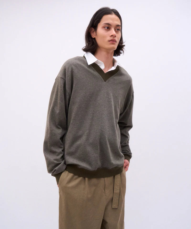 ATON 26AW COTTON CASHMERE JACQUARD | V-NECK SWEATER