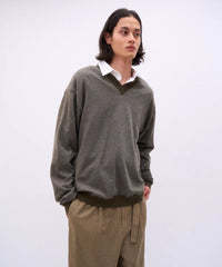 ATON 26AW COTTON CASHMERE JACQUARD | V-NECK SWEATER
