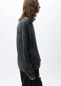 NEIGHBORHOOD 24AW WASHED CREWNECK CABLE SWEATER