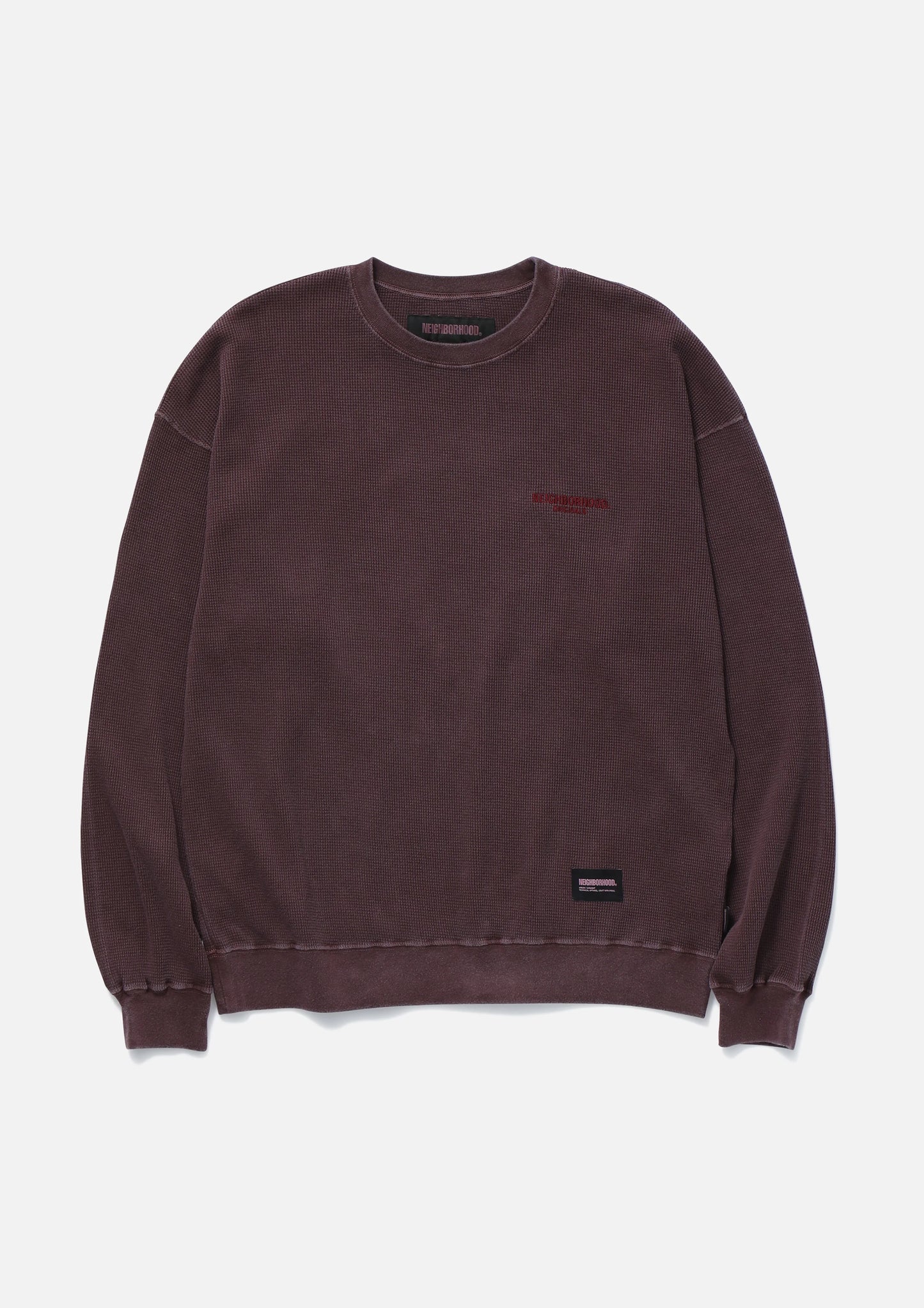 NEIGHBORHOOD 25SS PIGMENT DYED WAFFLE FABRIC CREWNECK LS