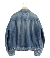 GOLD / RECYCLED WASTE SUVIN COTTON YARN 14oz DENIM JACKET VINTAGE WASHED
