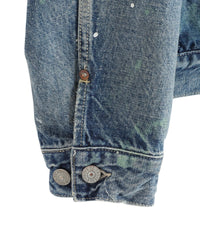 GOLD / RECYCLED WASTE SUVIN COTTON YARN 14oz DENIM JACKET VINTAGE WASHED