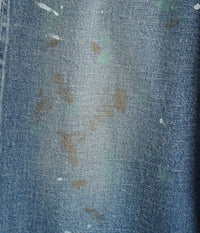 GOLD / RECYCLED WASTE SUVIN COTTON YARN 11.5oz DENIM 5POCKET WIDE PANTS VINTAGE WASHED(ZIPPER FLY)