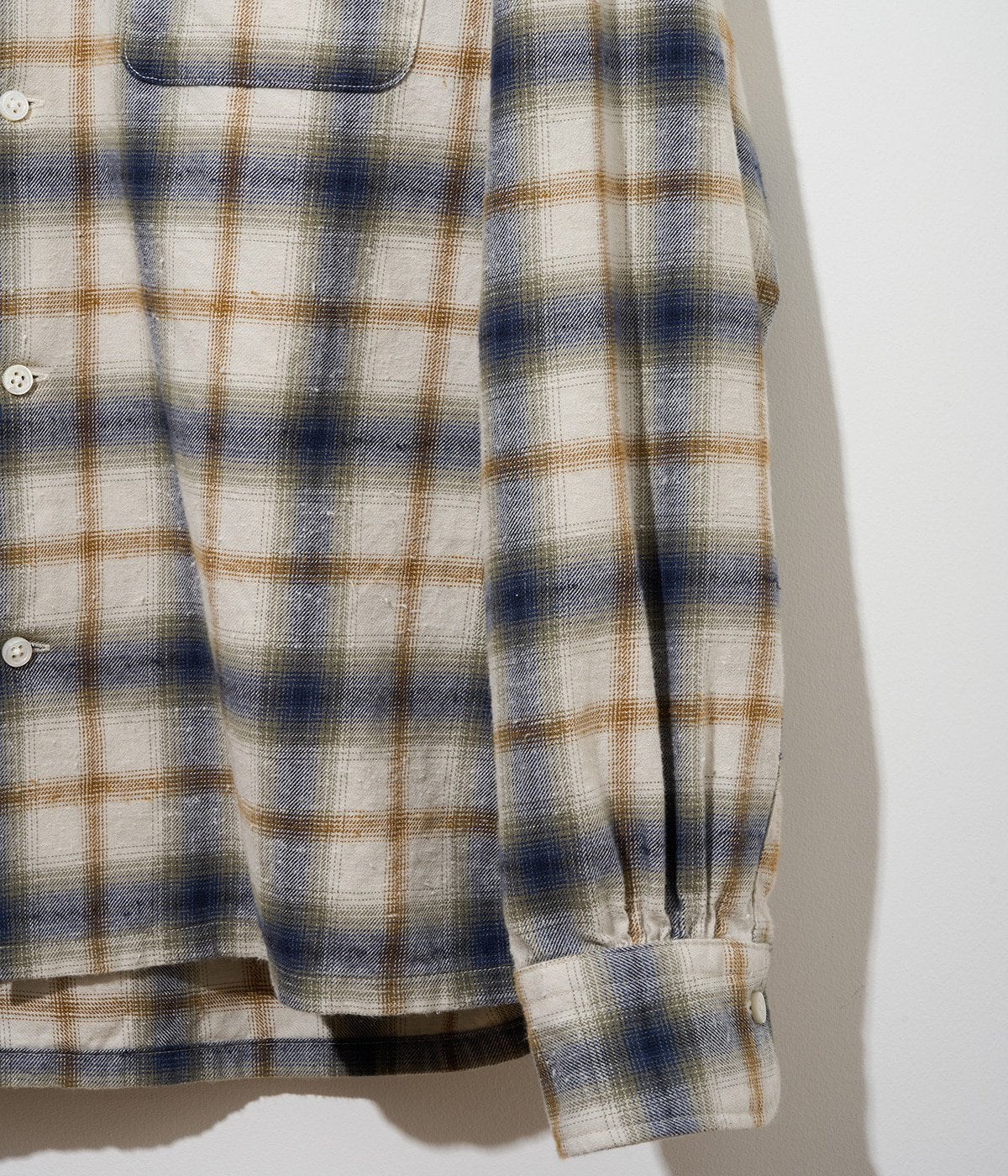 cantate 25AW Brush Nep Check Open Collar Shirts