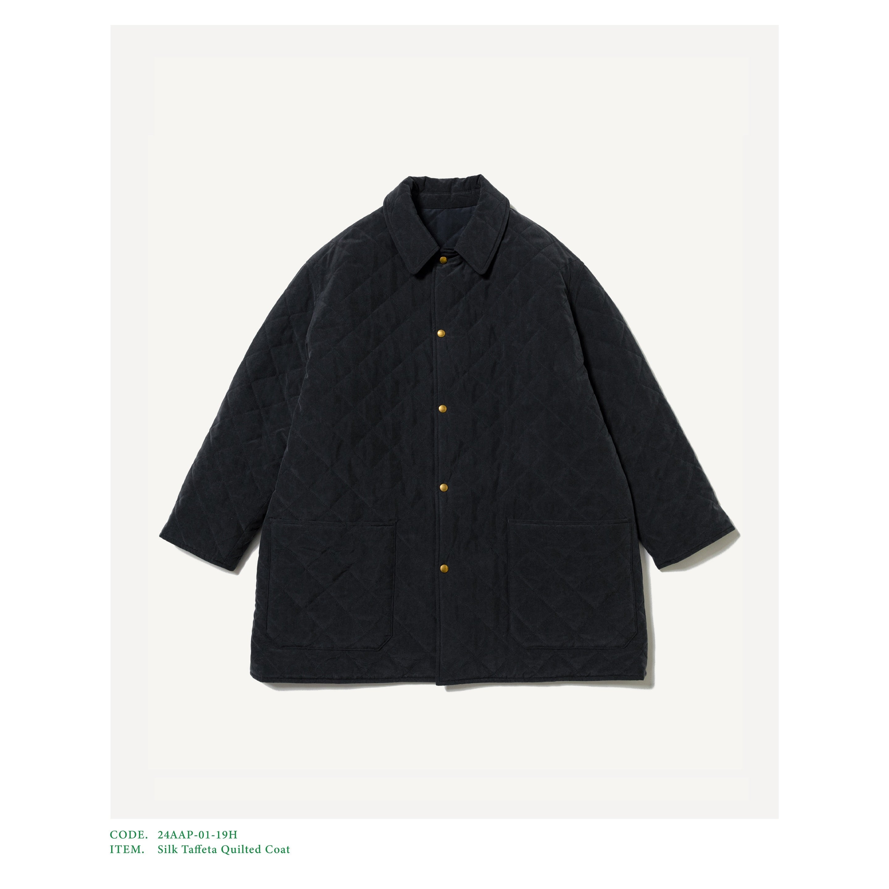 A.PRESSE 24AW Silk Taffeta Quilted Coat