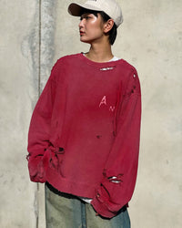 ANCELLM 24AW CRASH UNEVEN OVER SWEAT SHIRT