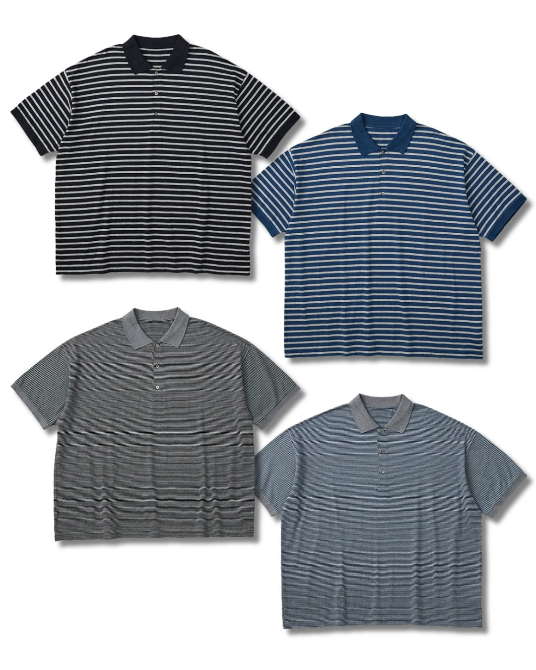 PORTER CLASSIC / H/W BEATNIK BORDER POLO SHIRT