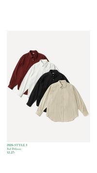 A.PRESSE 26SS Double Weave Twill Regular Collar Shirt