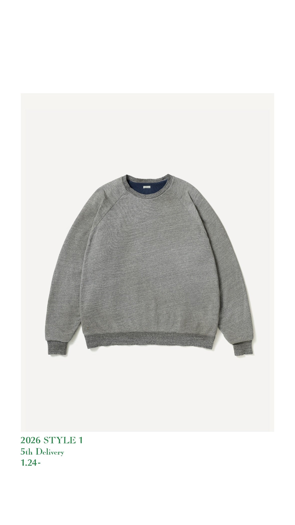 A.PRESSE 26SS Vintage Light Weight Reversible Sweatshirt