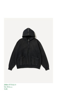 A.PRESSE 26SS Vintage Sailor Hood Half Zip Sweatshirt