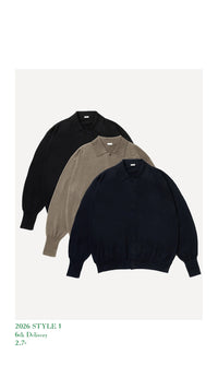 A.PRESSE 26SS Cotton Knit Polo Collar Cardigan
