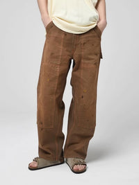 BOWWOW 26SS Brown Duck Double Knee Pants Aged