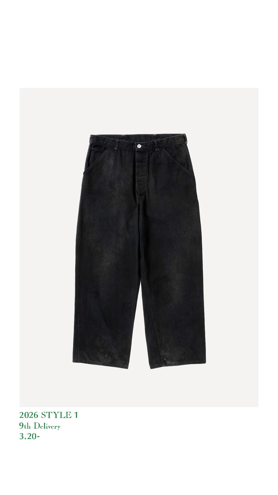 A.PRESSE 26SS Vintage Black Denim Work Pants