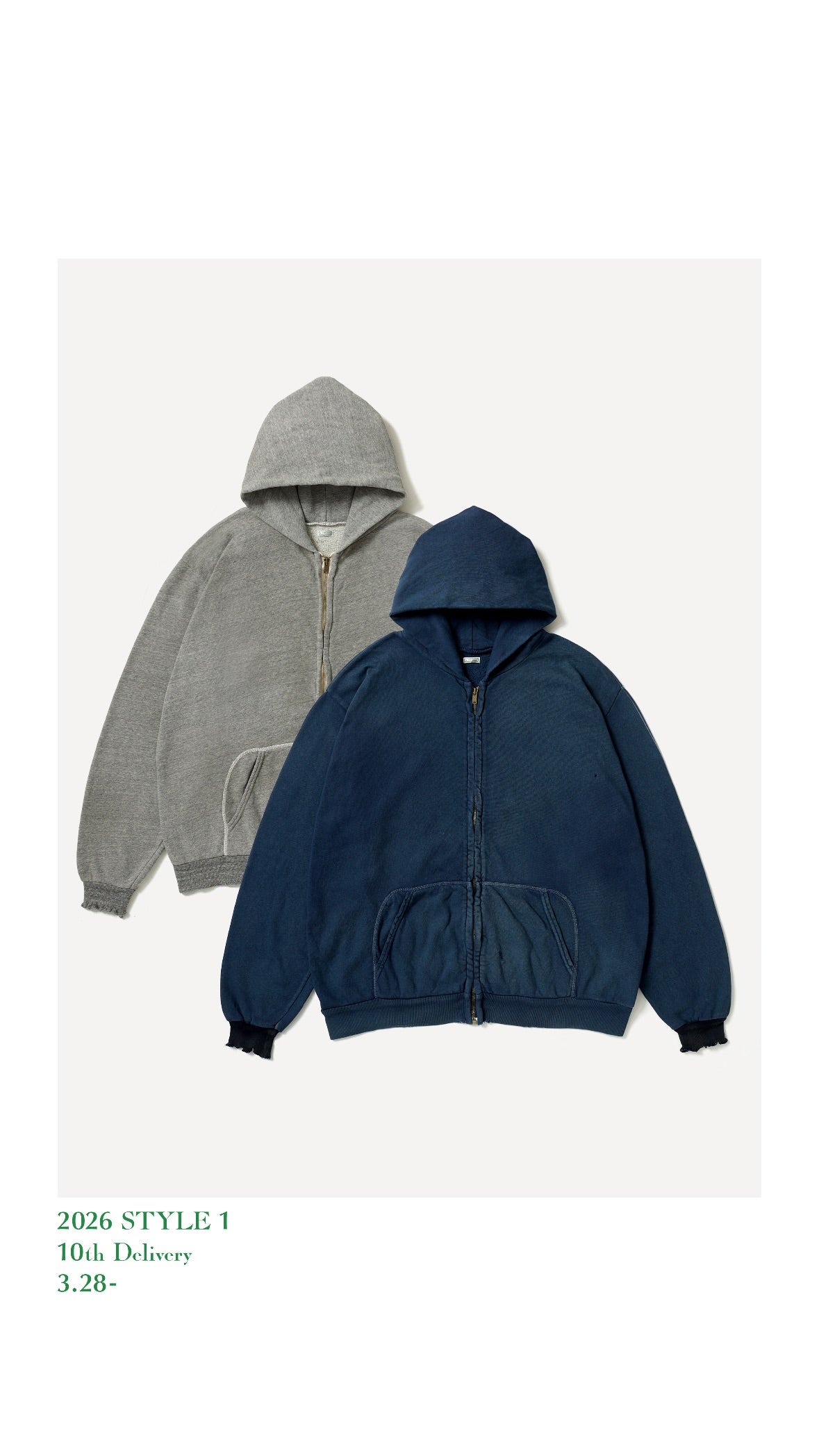 A.PRESSE 26SS Vintage Light Weight Zip Sweat Hoodie