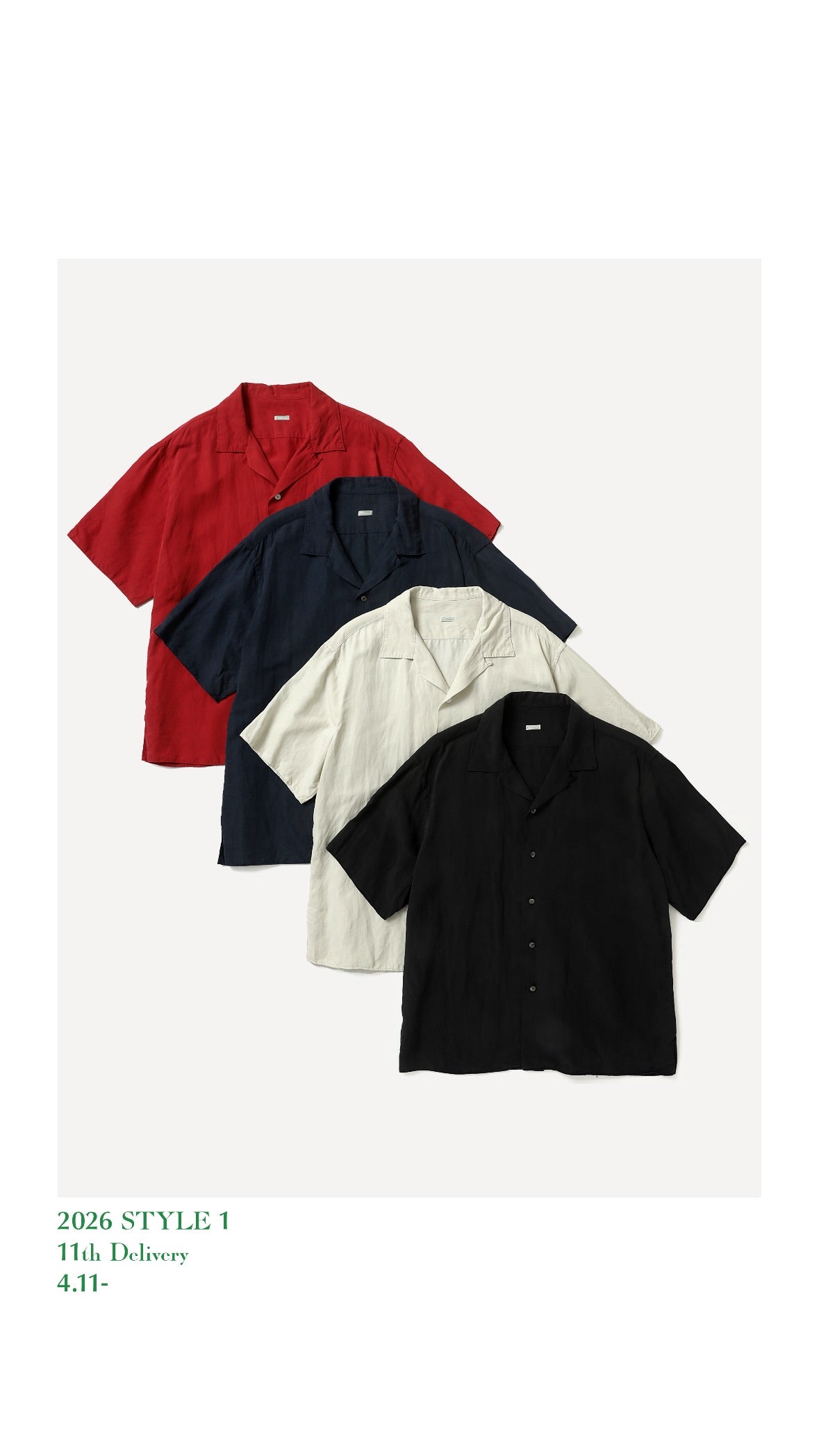 A.PRESSE 26SS Vintage Silk Linen S/S Open Collar Shirt