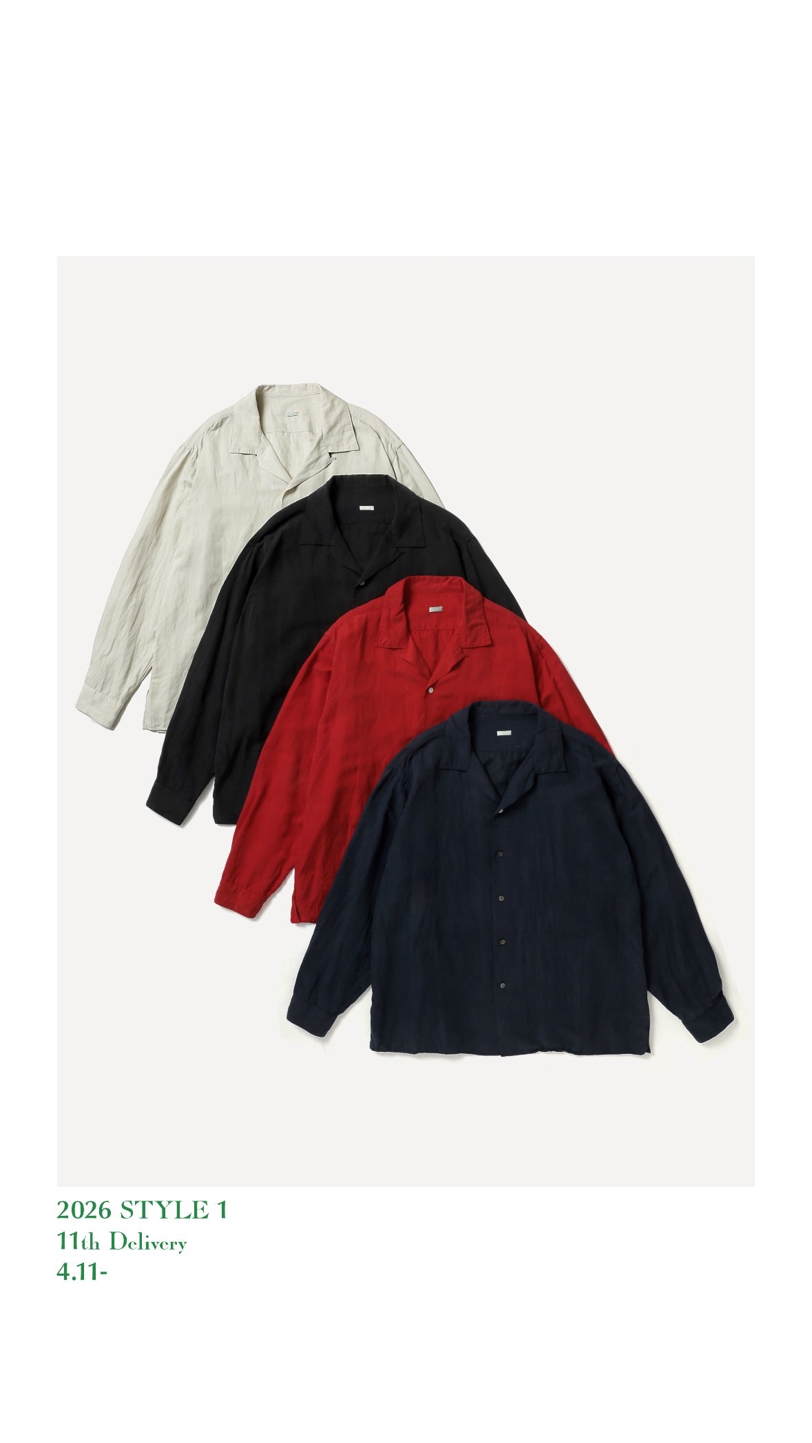 A.PRESSE 26SS Vintage Silk Linen Open Collar Shirt