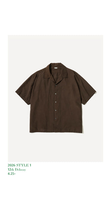 A.PRESSE 26SS Natural Dyed Silk S/S Open Collar Shirt