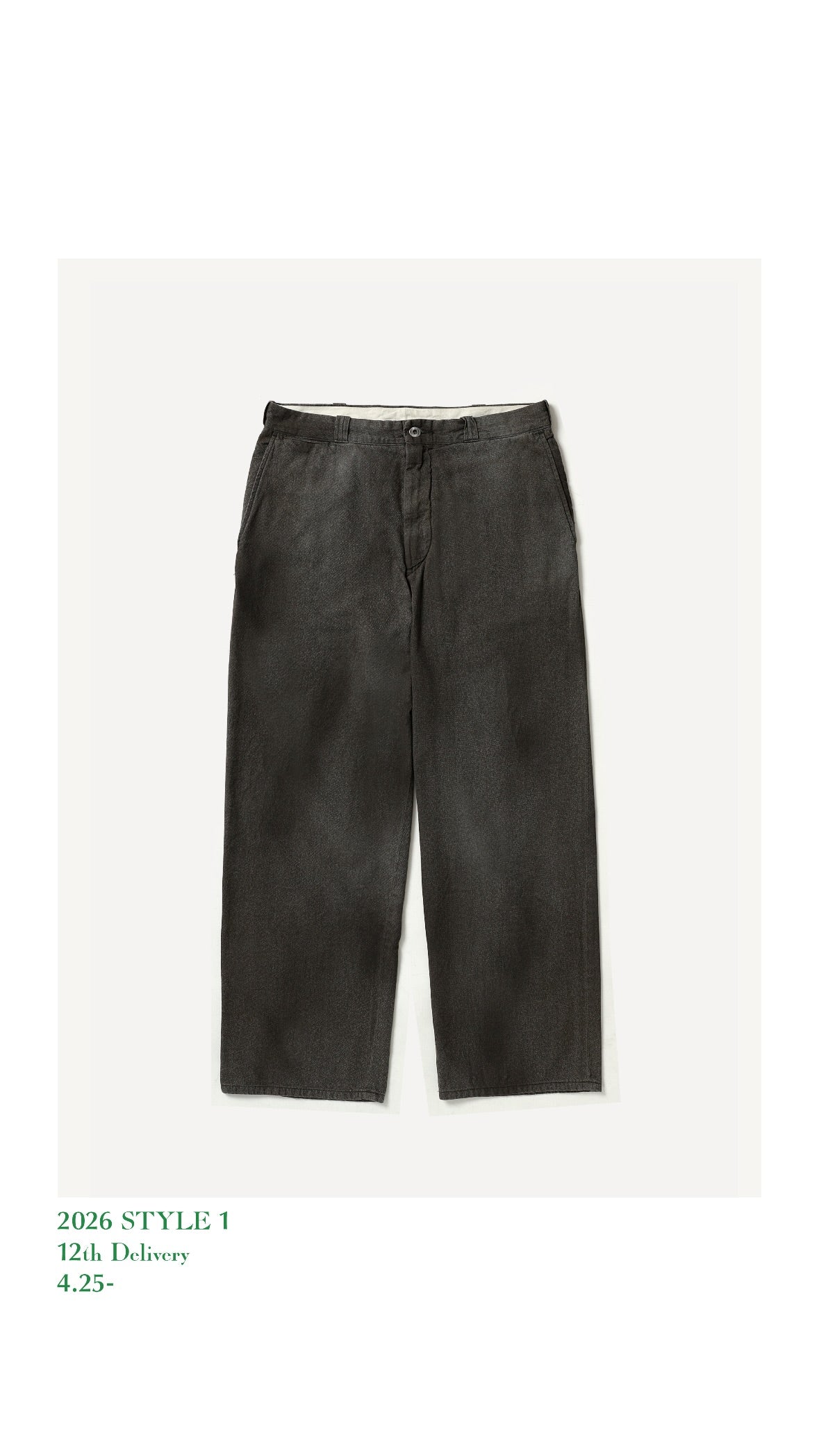 A.PRESSE 26SS Vintage Black Chambray Work Pants