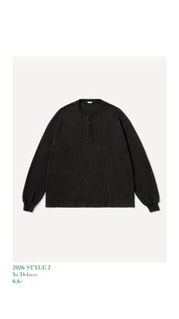 A.PRESSE 26AW Cashmere Blend Waffel L/S Henley Neck Shirts