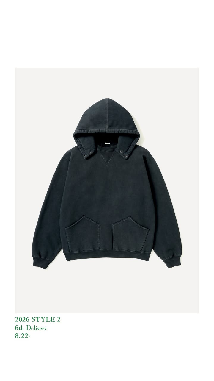 A.PRESSE 26AW Vintage Attached Snap Hood Sweat Parka