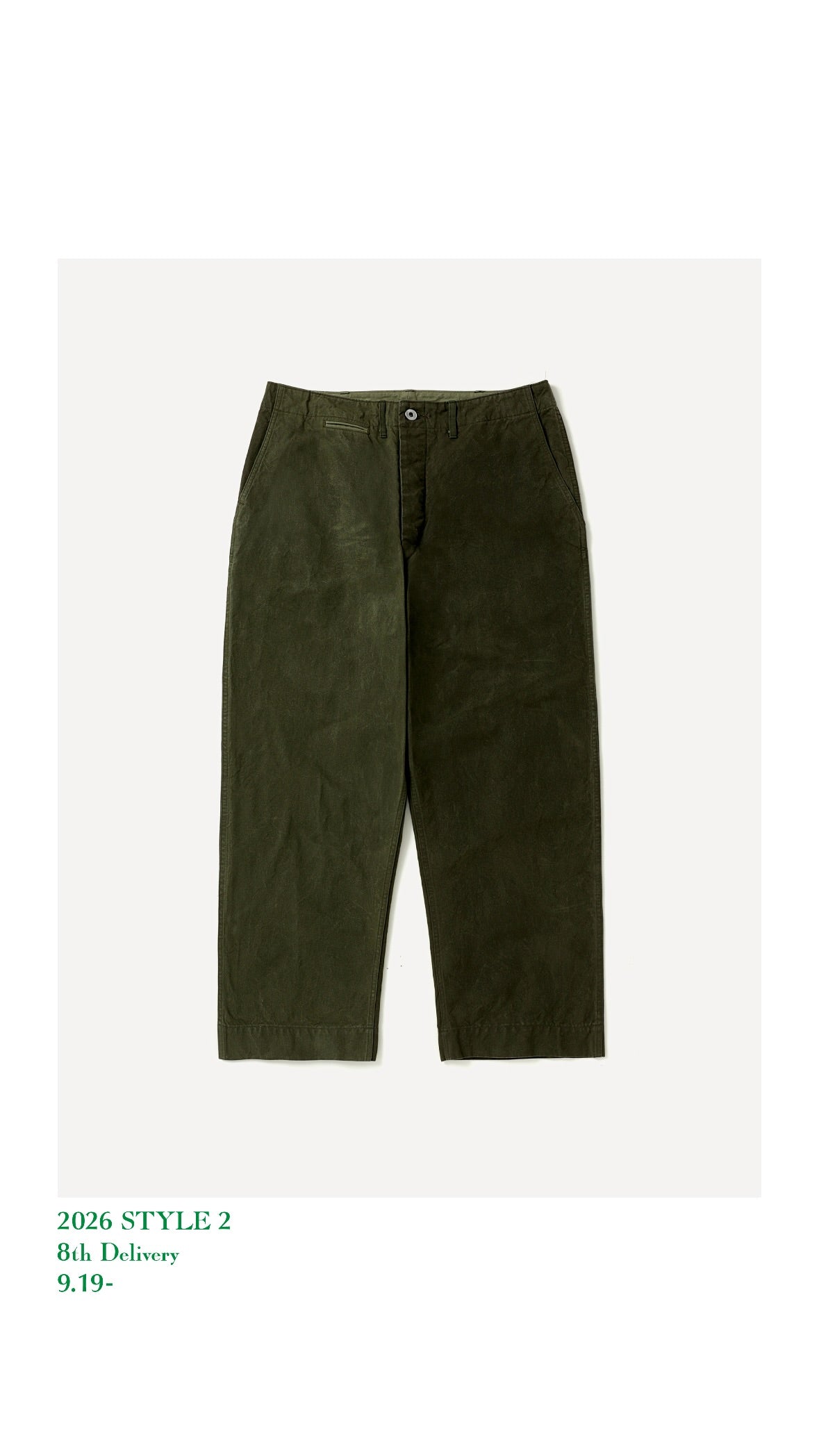 A.PRESSE 26AW Vintage Cotton Silk Oiled Tent Cloth Trousers
