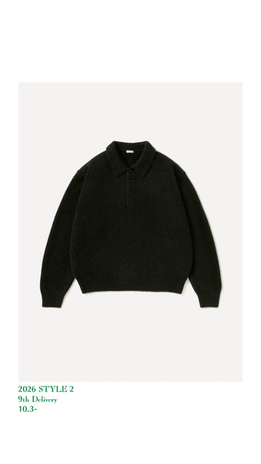 A.PRESSE 26AW Brushed Cashmere Middle Gauge Polo Collar Sweater