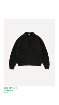 A.PRESSE 26AW Brushed Cashmere Middle Gauge Polo Collar Sweater