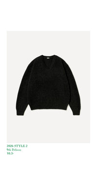 A.PRESSE 26AW Brushed Cashmere Middle Gauge V Neck Sweater