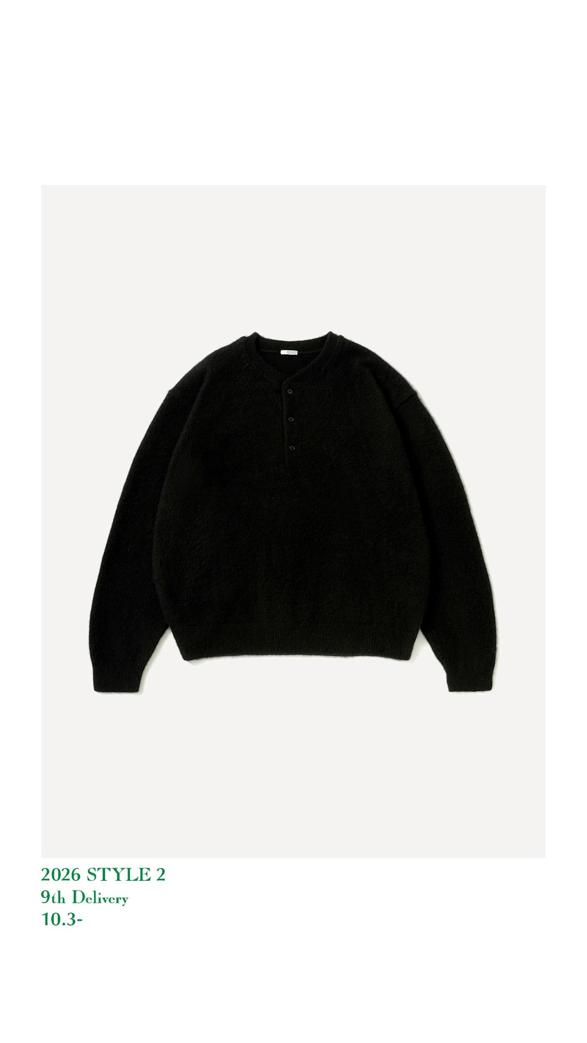 A.PRESSE 26AW Brushed Cashmere Middle Gauge Henley Neck Sweater