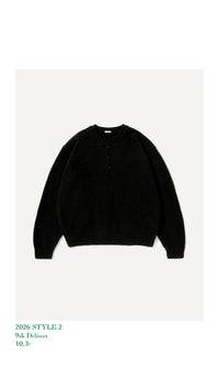 A.PRESSE 26AW Brushed Cashmere Middle Gauge Henley Neck Sweater