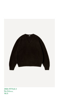 A.PRESSE 26AW Brushed Cashmere Middle Gauge V Neck Sweater