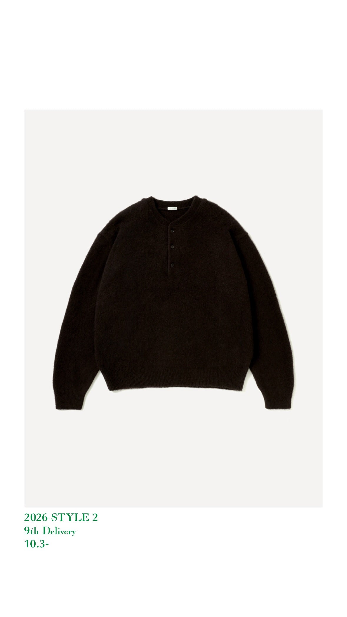 A.PRESSE 26AW Brushed Cashmere Middle Gauge Henley Neck Sweater
