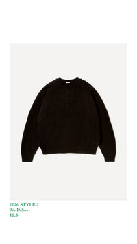 A.PRESSE 26AW Brushed Cashmere Middle Gauge Henley Neck Sweater