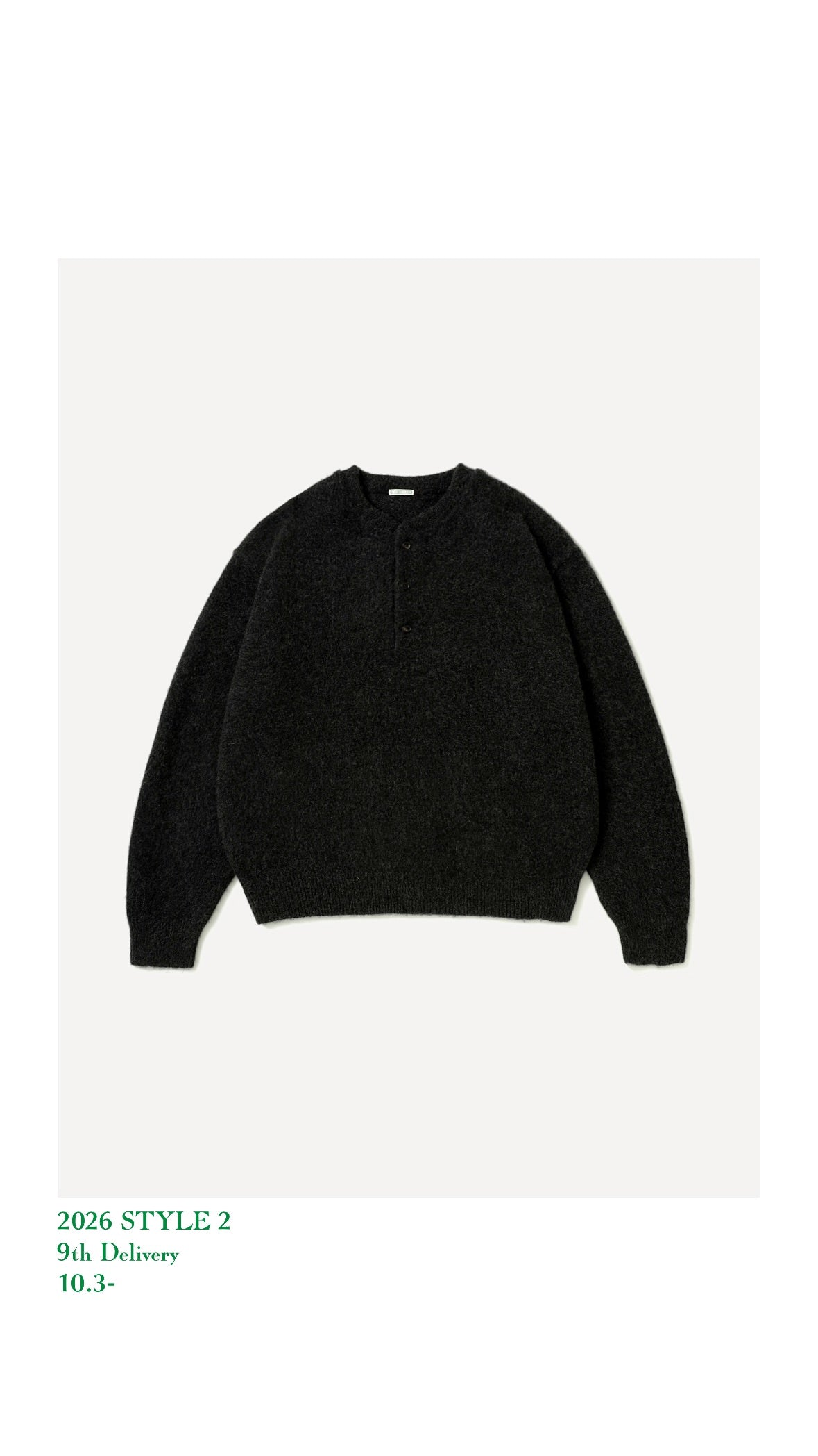 A.PRESSE 26AW Brushed Cashmere Middle Gauge Henley Neck Sweater