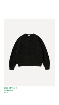 A.PRESSE 26AW Brushed Cashmere Middle Gauge Henley Neck Sweater