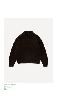 A.PRESSE 26AW Brushed Cashmere Middle Gauge Polo Collar Sweater