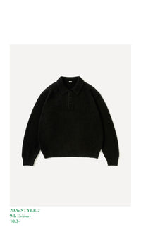 A.PRESSE 26AW Brushed Cashmere Middle Gauge Polo Collar Sweater