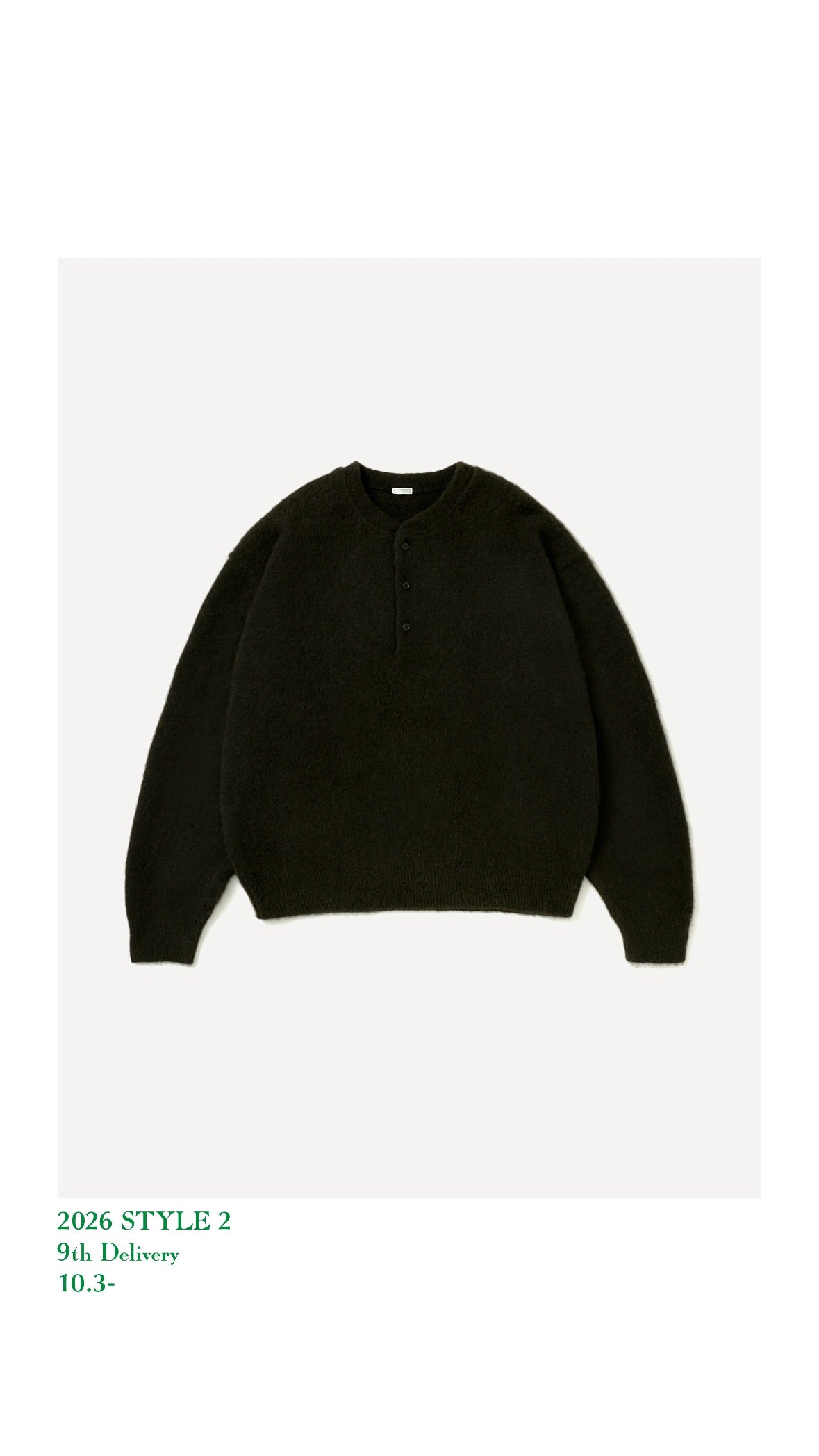 A.PRESSE 26AW Brushed Cashmere Middle Gauge Henley Neck Sweater