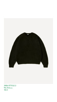 A.PRESSE 26AW Brushed Cashmere Middle Gauge Henley Neck Sweater