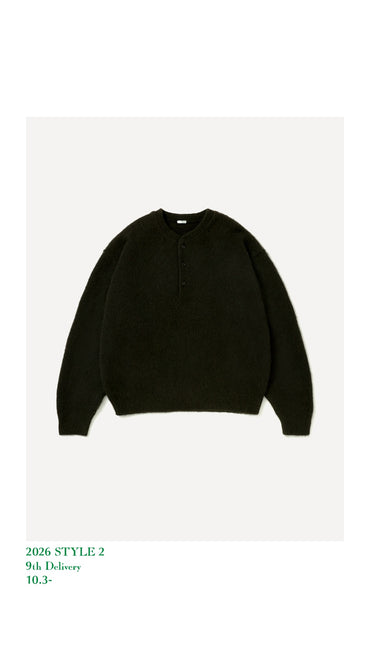 A.PRESSE 26AW Brushed Cashmere Middle Gauge Henley Neck Sweater