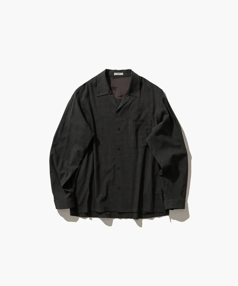 ATON 26AW WOOL RAYON WASHER | OPEN COLLAR SHIRT