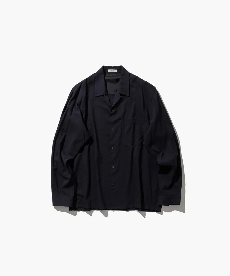 ATON 26AW WOOL RAYON WASHER | OPEN COLLAR SHIRT
